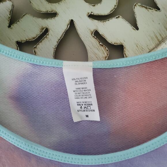 Women's Short Sleeve T-Shirt Tee Top in Pastel Tie Dye Chevron Relaxed Fit - Picture 8 of 13